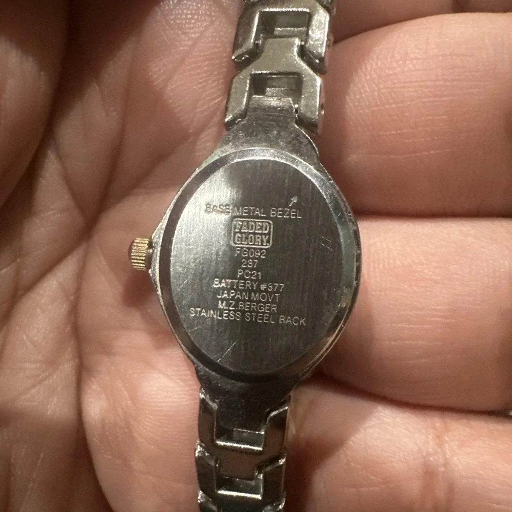 Working Faded Glory Silver 20mm Women's Watch Bracelet‎ Band Analog Fit 7.5in